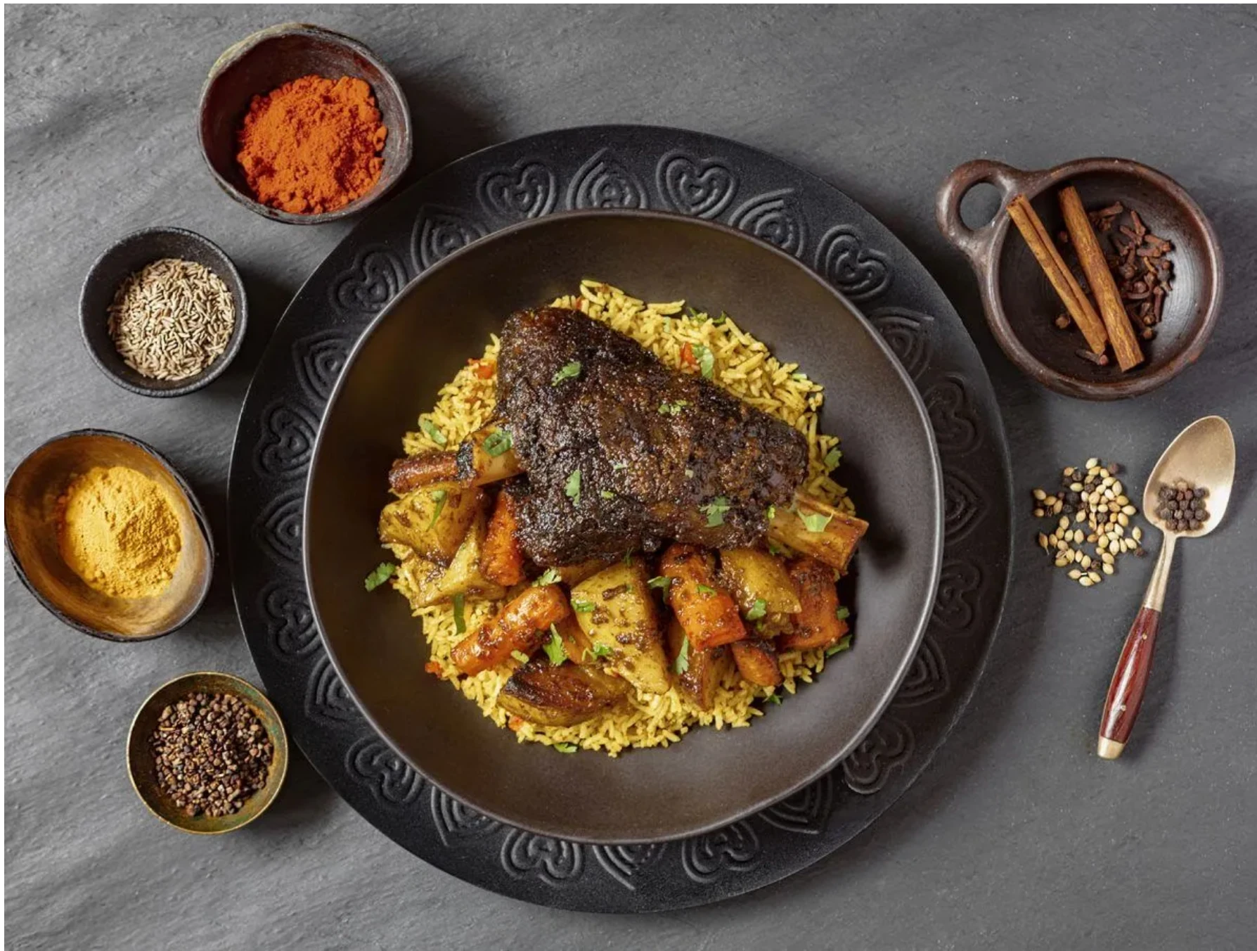 Beef shanks served on rice